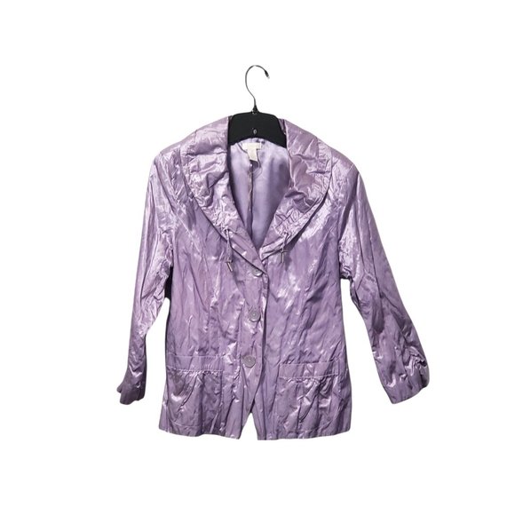 Chico's Metallic Lavender Button Up Pocketed Jacket Size 2 - Picture 1 of 7